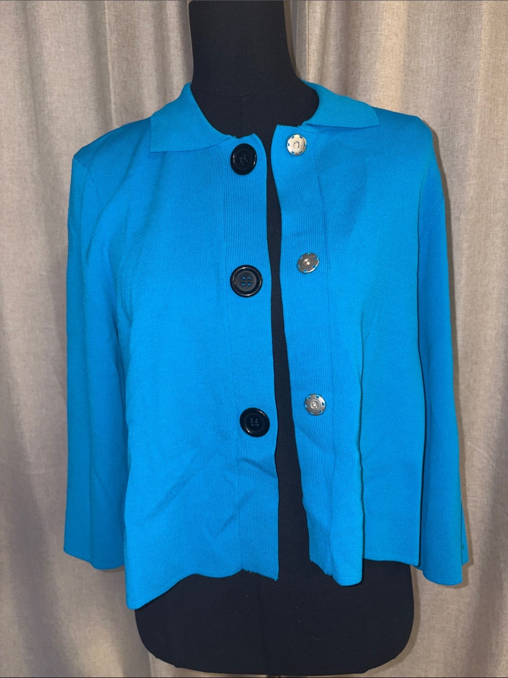 Kenar Women's Teal Crop Button Jacket